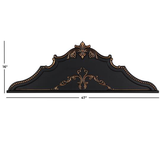 47" Black Wooden Scroll Beaded with Bronze Accents Wall Décor